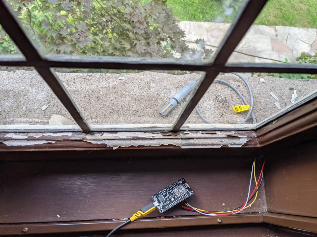ESP8266 weather station deployed on windowsill