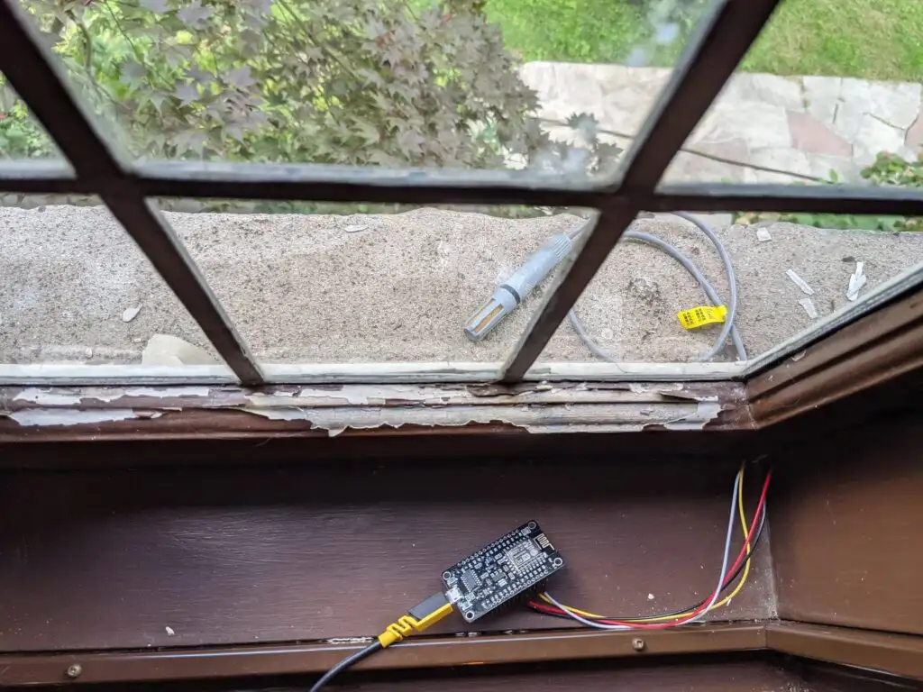 ESP8266 weather station deployed on windowsill