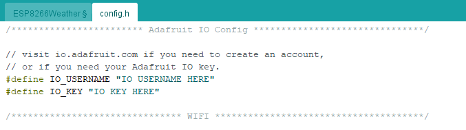 Arduino IDE with ESP8266Weather.ino and config.h