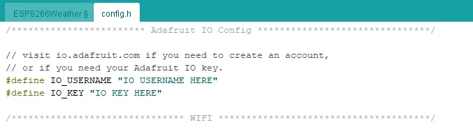 Arduino IDE with ESP8266Weather.ino and config.h