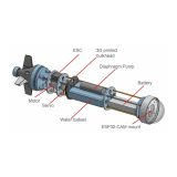 Exploded view of a modular autonomous underwater vehicle with labeled internal subsystems
